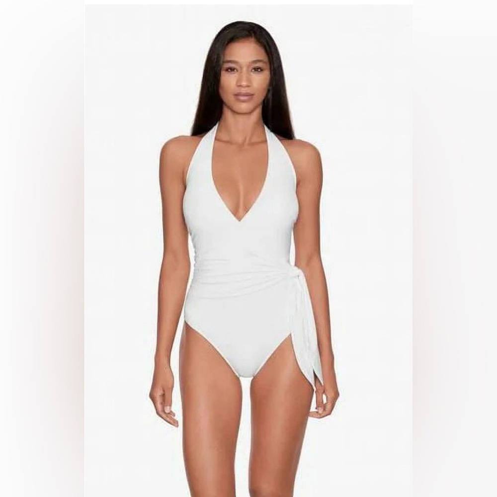 Ralph Lauren White Halter One-Piece Swimsuit